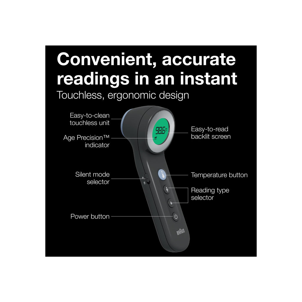 Braun Sensian 7 3-in-1 Non-Contact Forehead Thermometer, Black