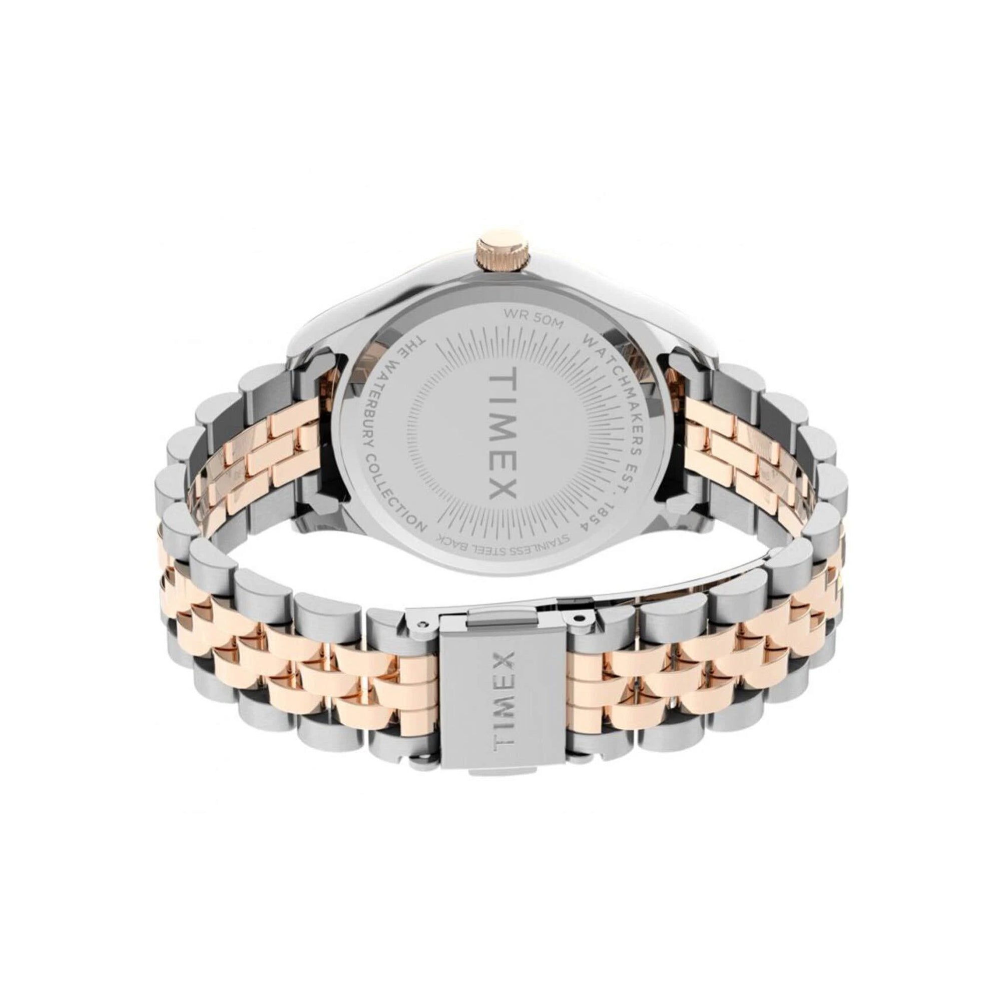Timex Waterbury TW2T87000 Women's Round Quartz Watch, Silver-Tone Dial