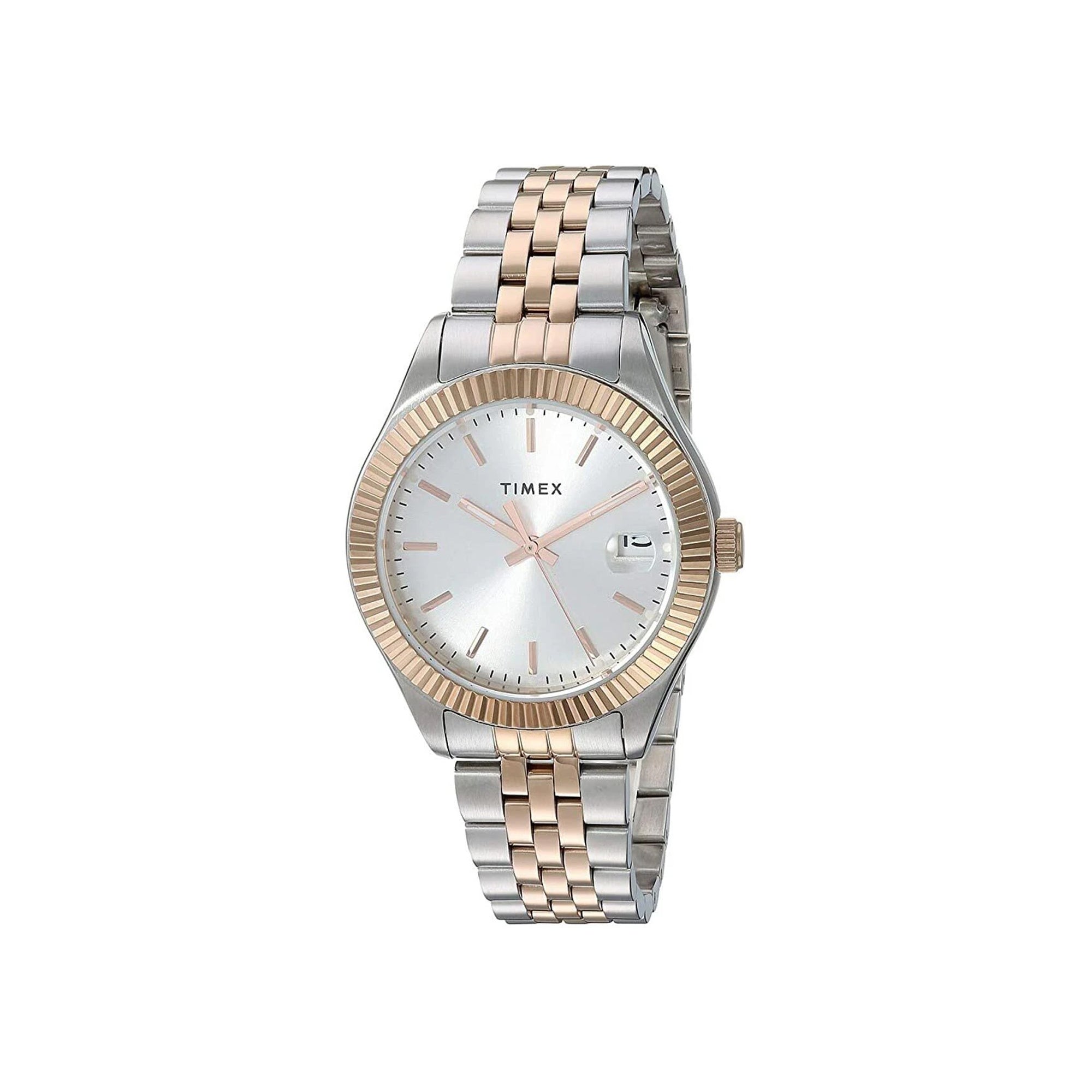Timex Waterbury TW2T87000 Women's Round Quartz Watch, Silver-Tone Dial