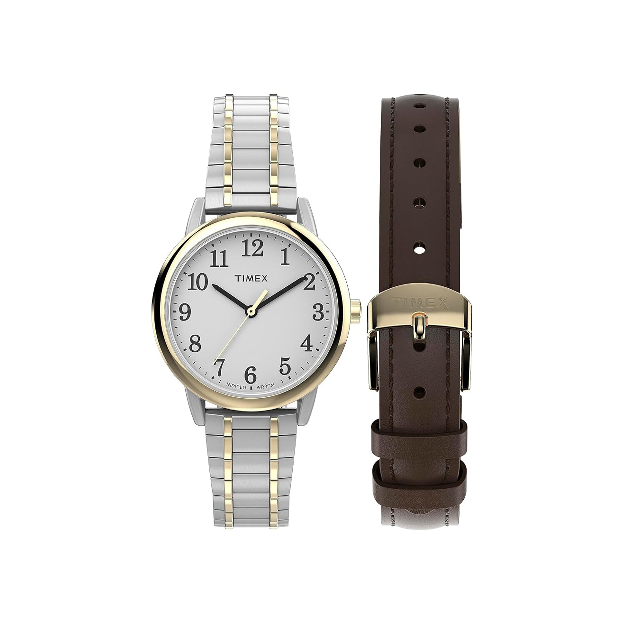 Timex Easy Reader 30mm Women's Round Quartz Watch with two straps