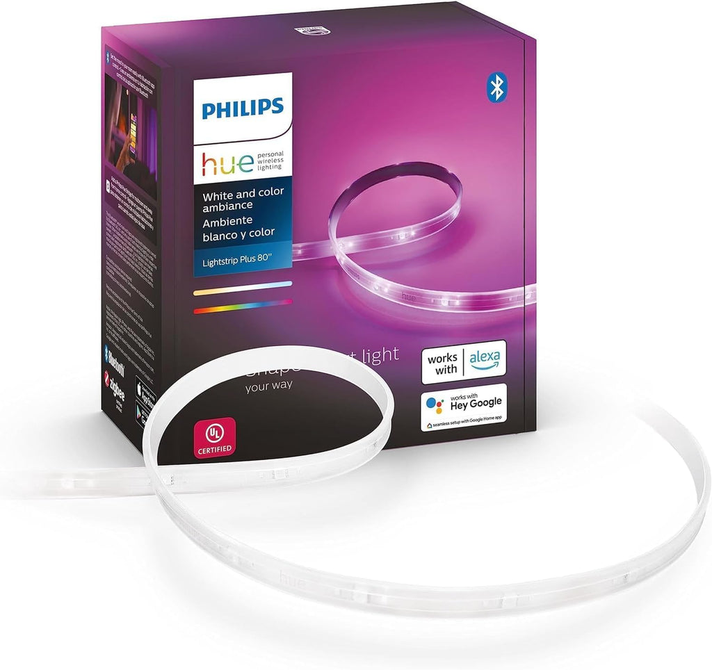 Philips Hue Bluetooth Smart Lightstrip Plus 2m/6ft Base Kit with Plug