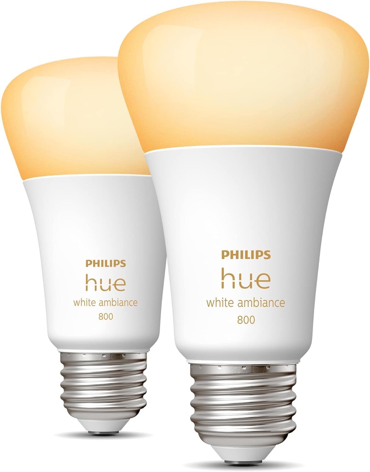 Philips Hue White Ambiance A19 Bluetooth Smart LED Bulb (2-Pack)