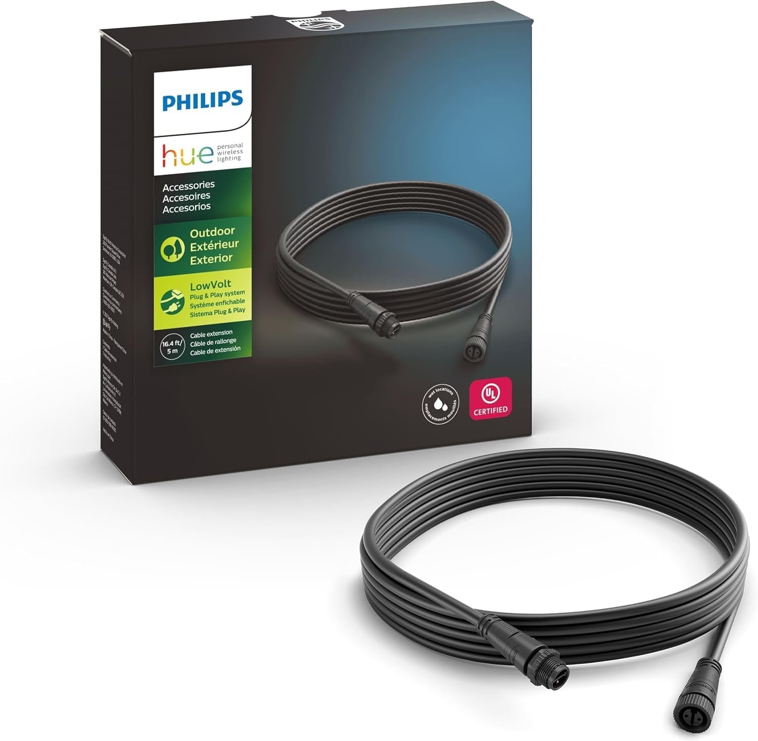 Philips Hue Outdoor 16-Foot Cable Extension - Extend Your Hue Outdoor Low Voltage Lights - 1 Pack - Requires Hue Bridge - Weatherproof