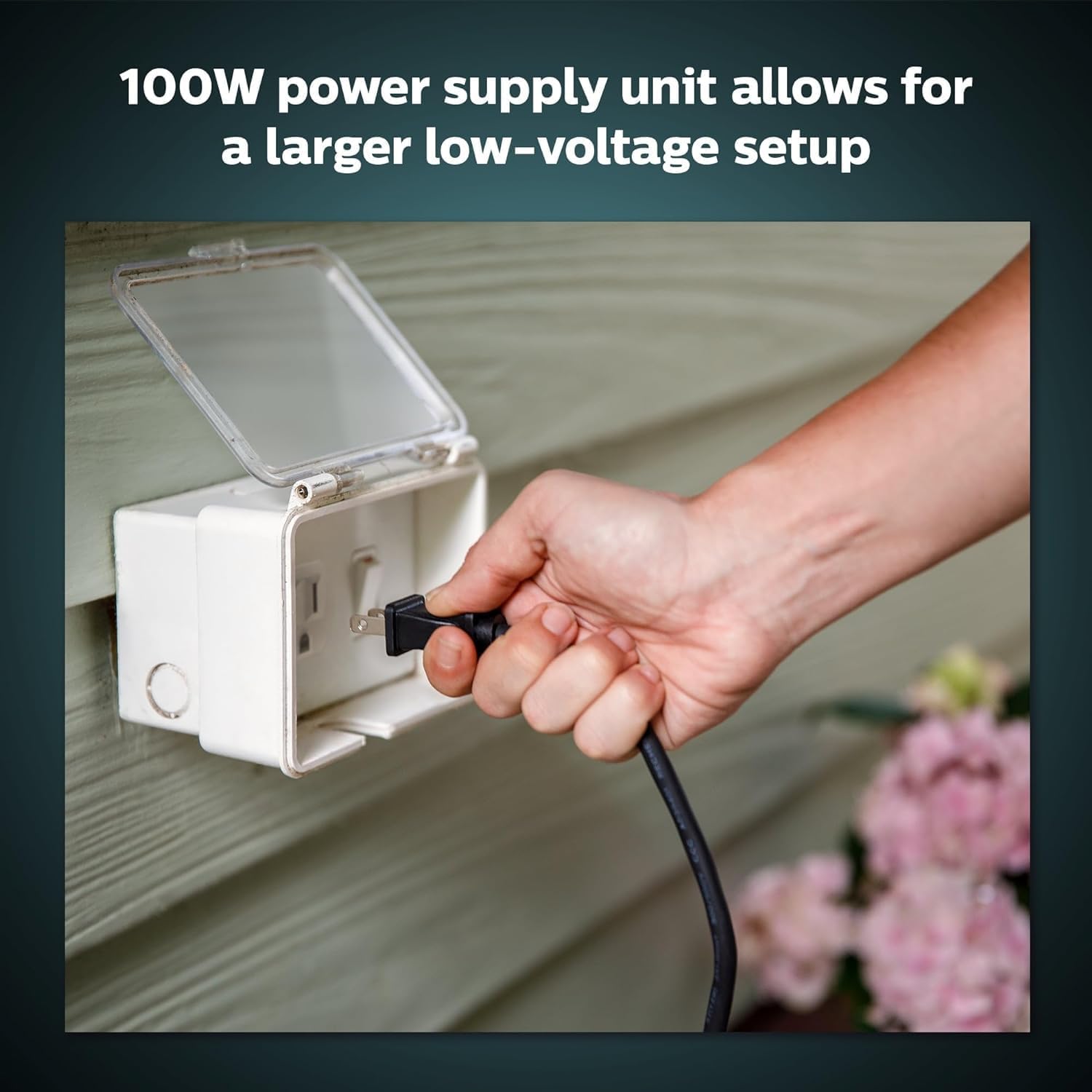 Philips Hue Outdoor 100W Power Supply Black - Connect Multiple Hue Outdoor Low Voltage Lights up to Total of 100W - 1 Pack - Requires Hue Bridge - Weatherproof