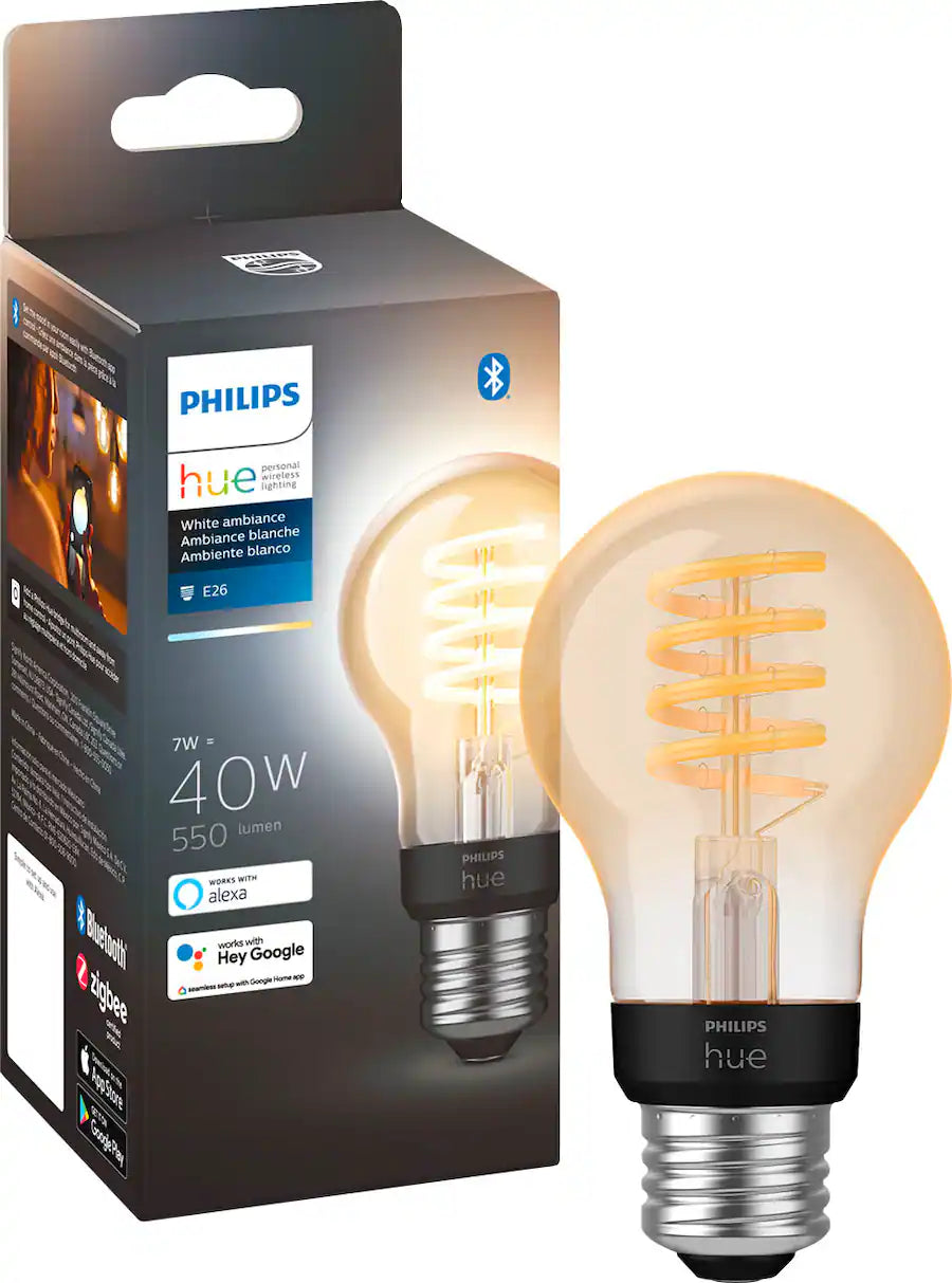 Philips Hue White Ambiance A19 Filament LED Bulb