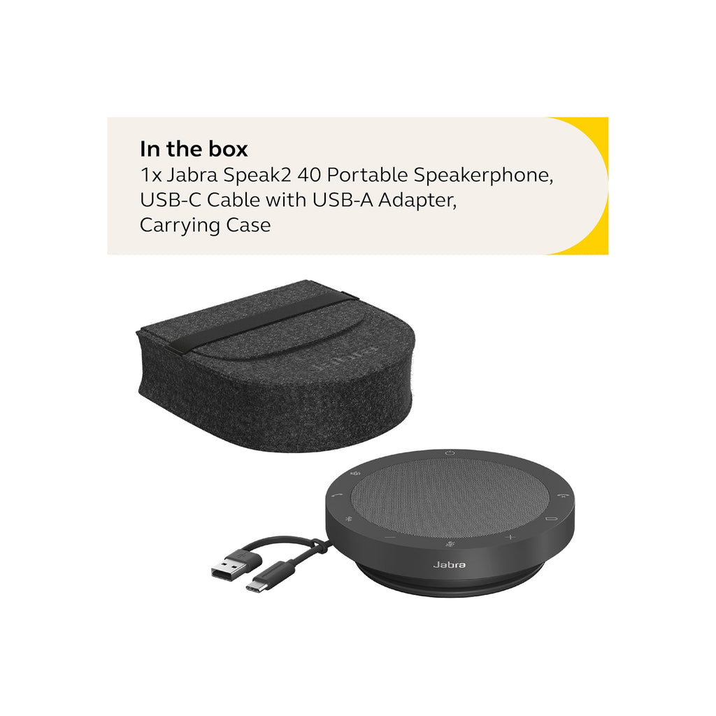 Jabra Speak2 40 Portable Speakerphone with 4 noise cancelling mics and 50mm of full range speakers