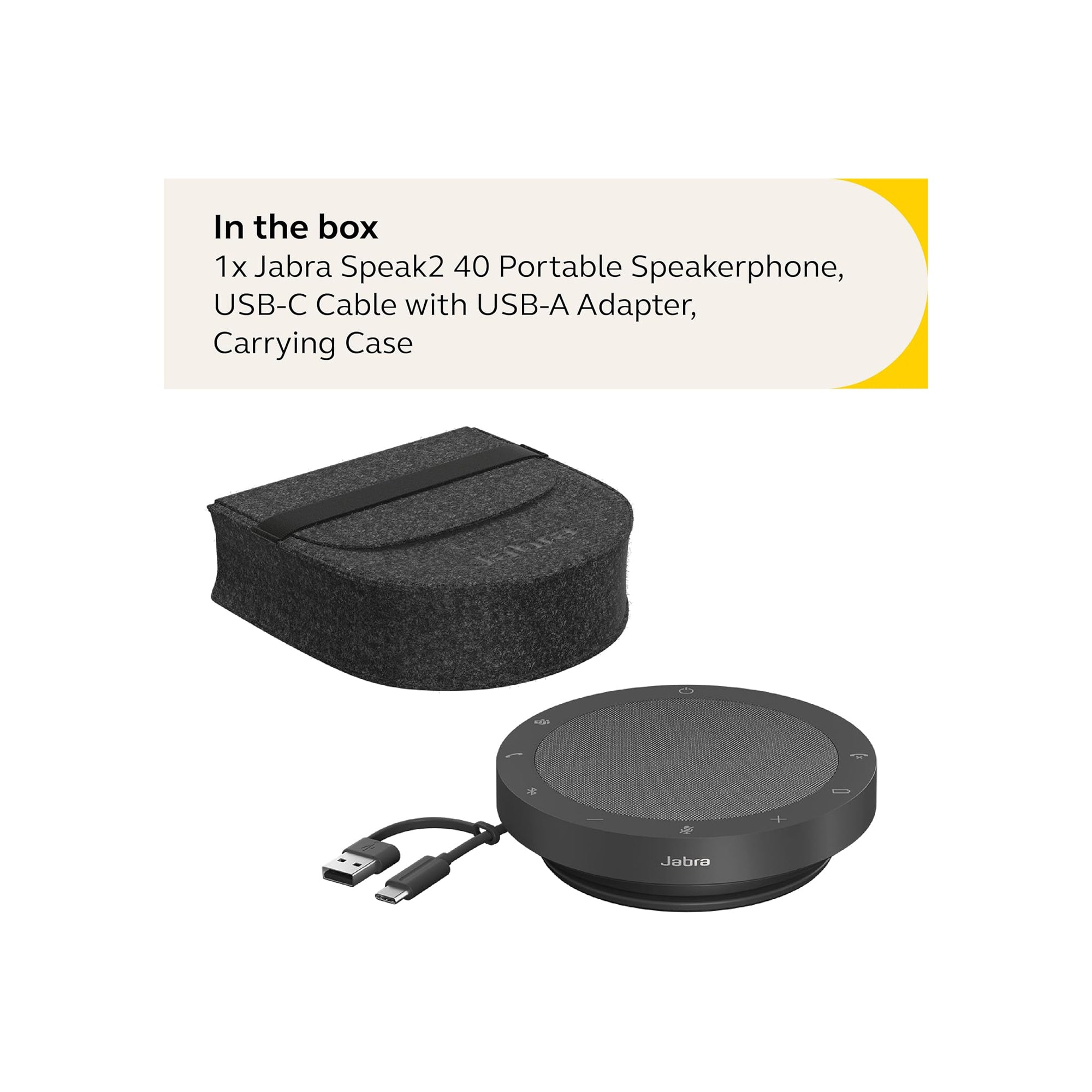 Jabra Speak2 40 Portable Speakerphone with 4 noise cancelling mics and 50mm of full range speakers
