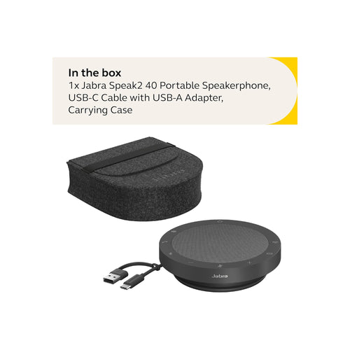 Jabra Speak2 40 Portable Speakerphone with 4 noise cancelling mics and 50mm of full range speakers