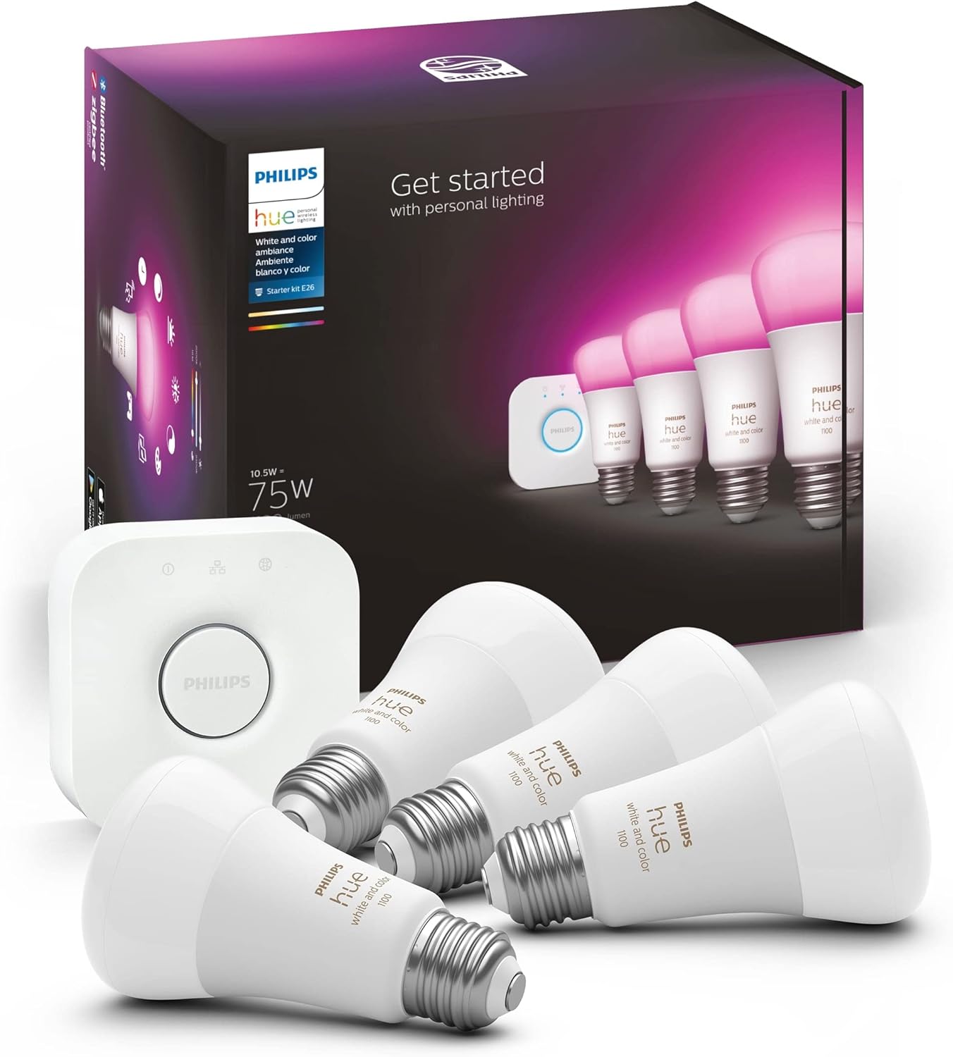 Philips Hue 75W A19 Starter Kit White and Color Ambiance