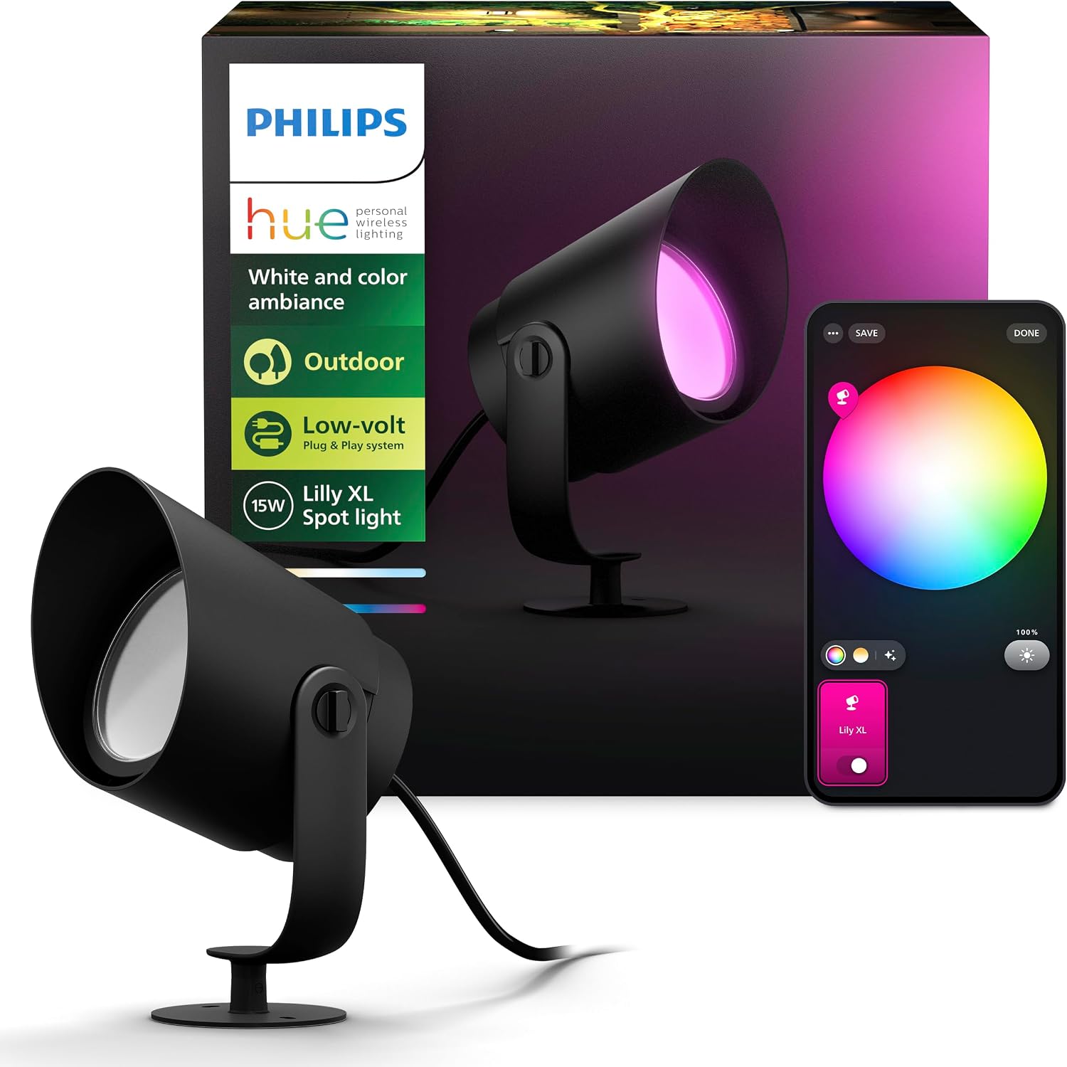 Philips Hue Lily XL Outdoor Spot Light Extension Kit White and Color Ambiance (North America)