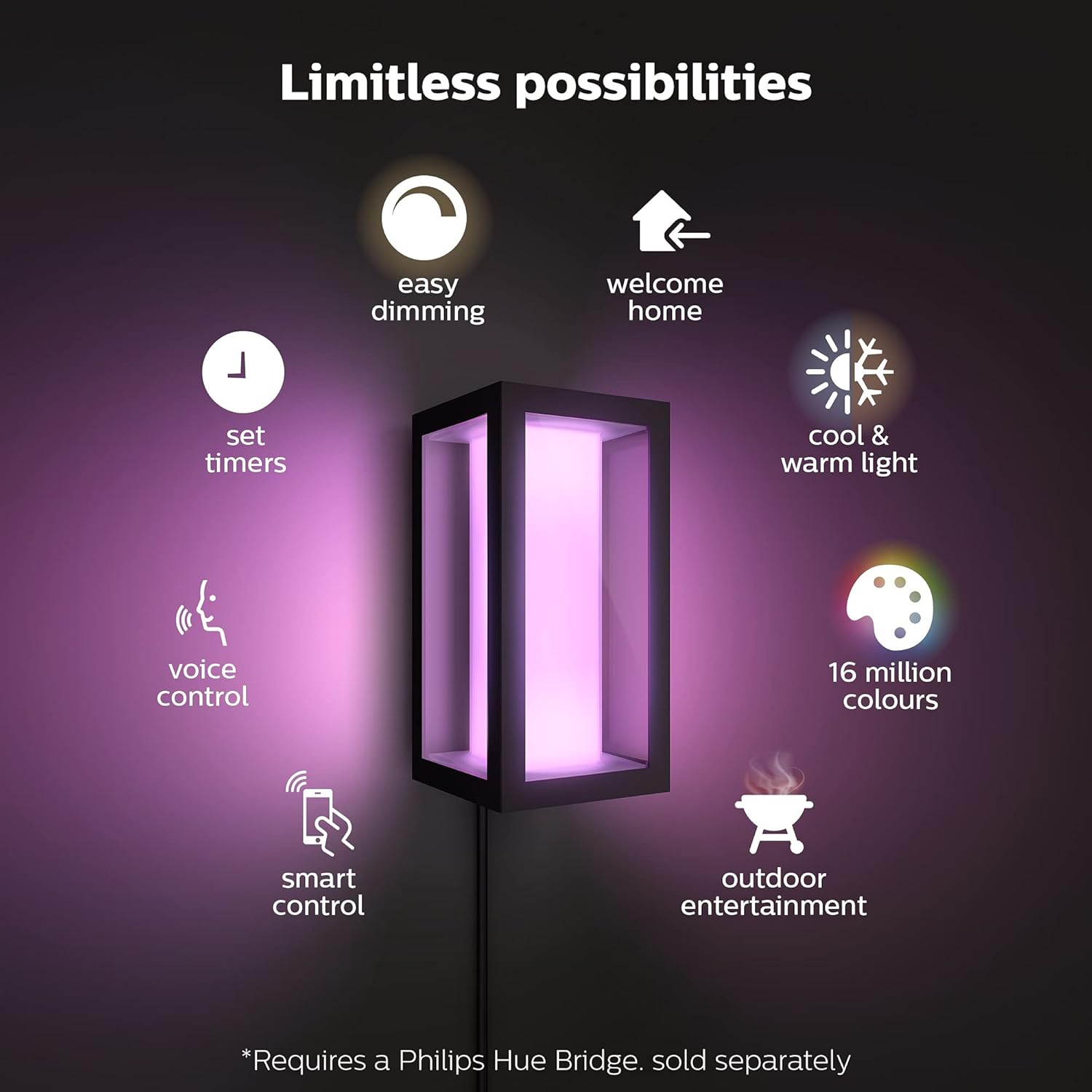 Philips Hue Impress Outdoor Wall Light Black