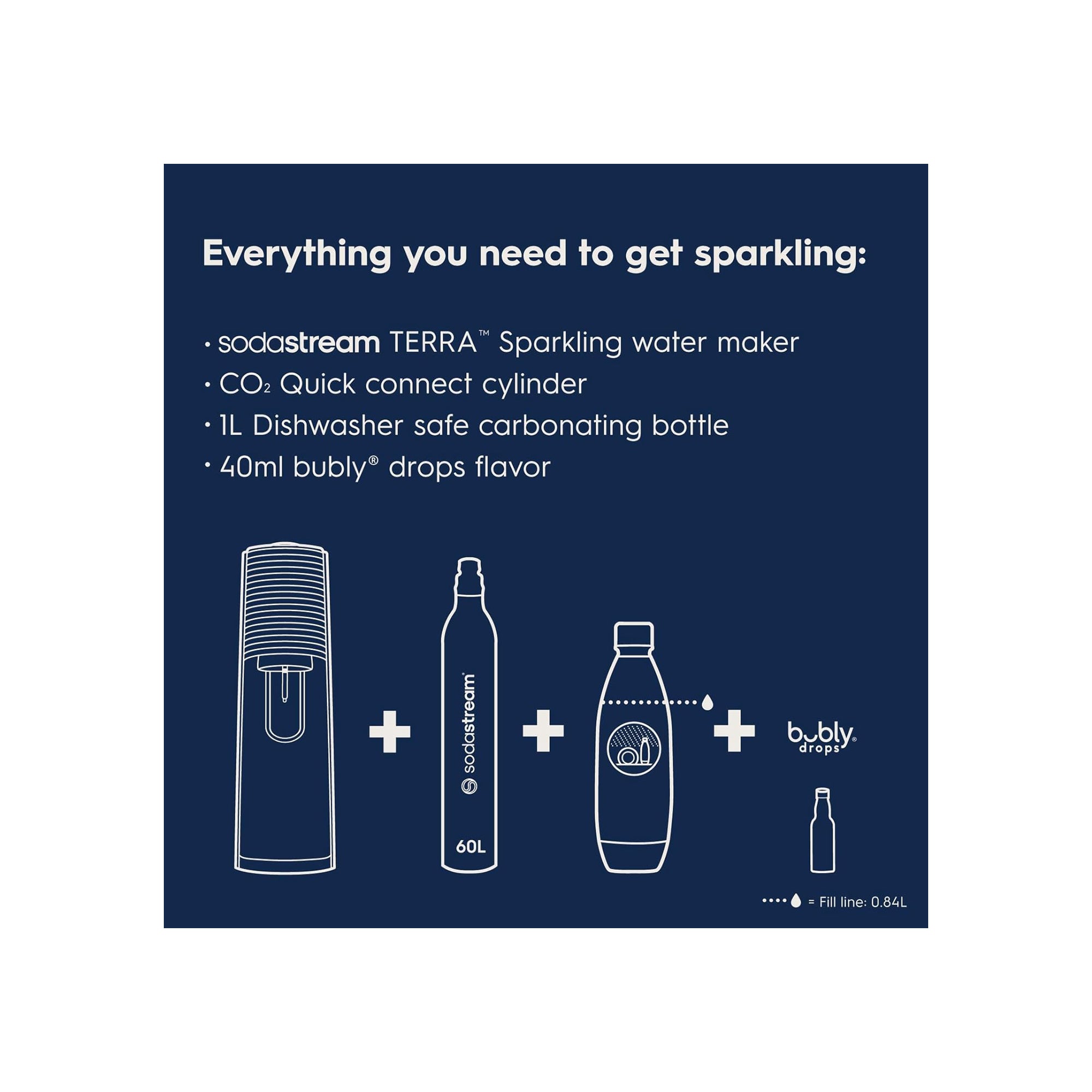 SodaStream Terra Sparkling Water Maker Bundle with CO2 Cylinder and BPA-Free Bottle