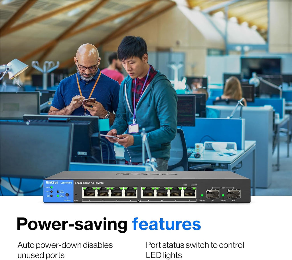 Linksys LGS310MPC 8 Port Gigabit Network PoE+ Switch