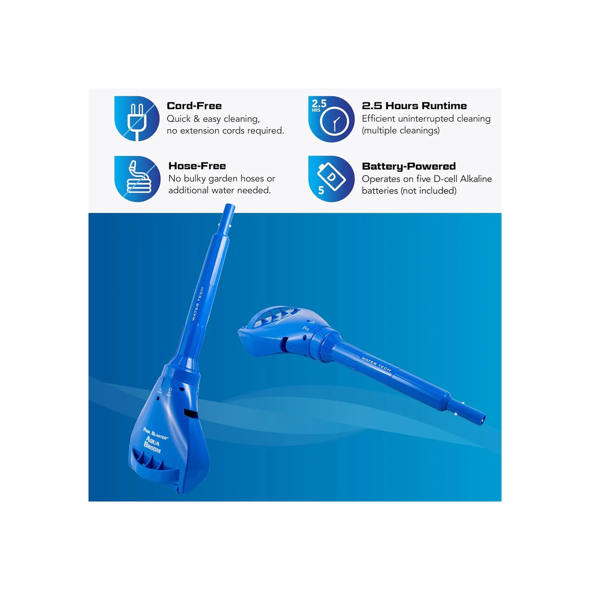 Pool Blaster Aqua Broom XL Ultra Cordless Pool & Spa Vacuum with Pole Set