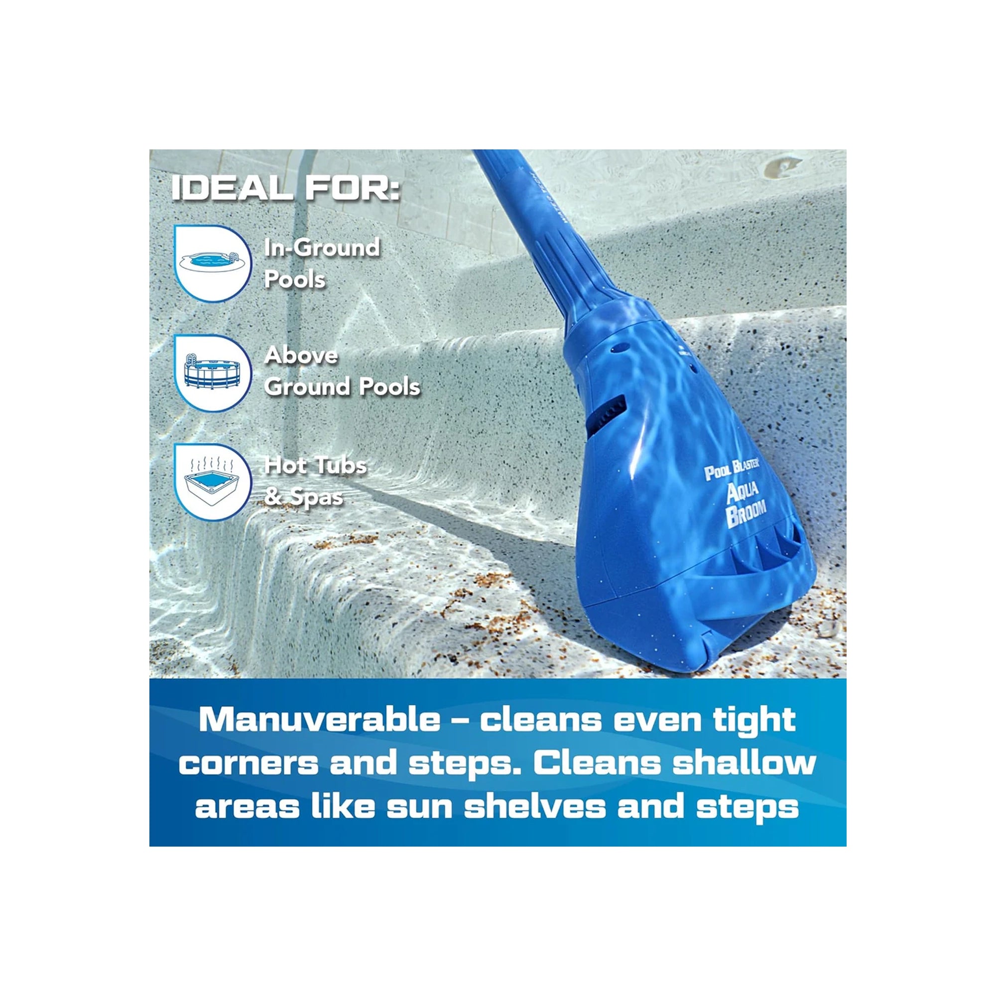 Pool Blaster Aqua Broom XL Ultra Cordless Pool & Spa Vacuum with Pole Set