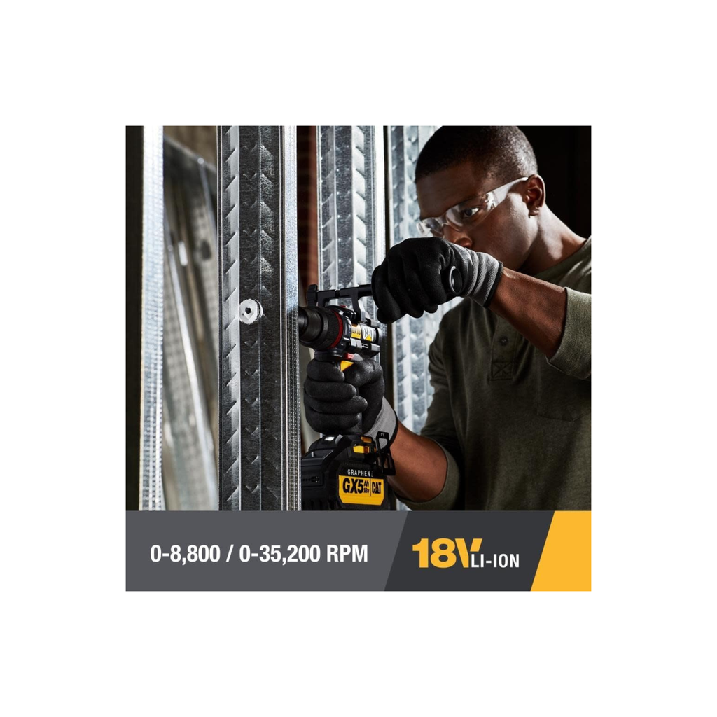 Cat® 18V 1 FOR ALL ½” Cordless Hammer Drill DX13 with Brushless Motor and Graphene Battery