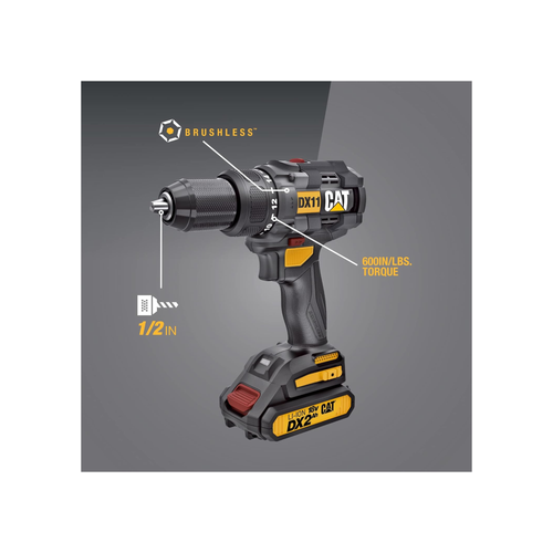 Caterpillar Cat® 18V 1 FOR ALL 1/2" Cordless Drill/Driver DX11 with Brushless Motor and 2 Batteries
