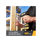 Caterpillar Cat® 18V 1 FOR ALL 1/2" Cordless Drill/Driver DX11 with Brushless Motor and 2 Batteries