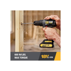 Caterpillar Cat® 18V 1 FOR ALL 1/2" Cordless Drill/Driver DX11 with Brushless Motor and 2 Batteries