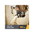 Cat DX52 18V Cordless Reciprocating Saw with 3000 SPM Variable Speed, Lightweight Brushless Saw, Cordless with Tool-Free Blade Change Battery & Charger Included