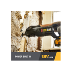 Cat DX52 18V Cordless Reciprocating Saw with 3000 SPM Variable Speed, Lightweight Brushless Saw, Cordless with Tool-Free Blade Change Battery & Charger Included
