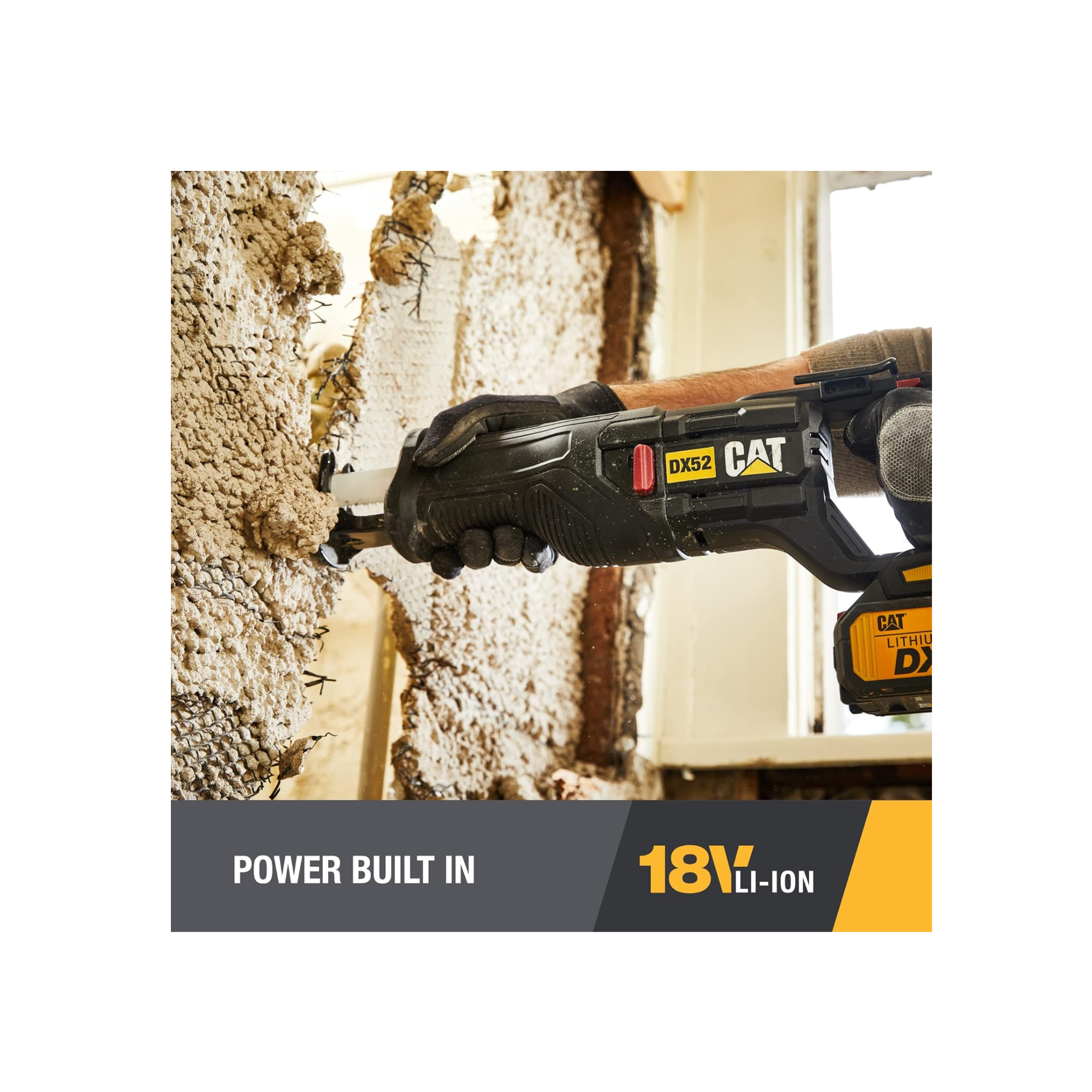 Cat DX52 18V Cordless Reciprocating Saw with 3000 SPM Variable Speed, Lightweight Brushless Saw, Cordless with Tool-Free Blade Change Battery & Charger Included