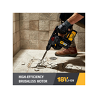 Caterpillar Cat® 18V 1 FOR ALL 1” Cordless Rotary Hammer Drill DX21 with Brushless Motor and Two Batteries