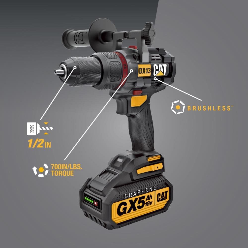 Cat® 18V 1 FOR ALL ½” Cordless Hammer Drill DX13 with Brushless Motor and Graphene Battery