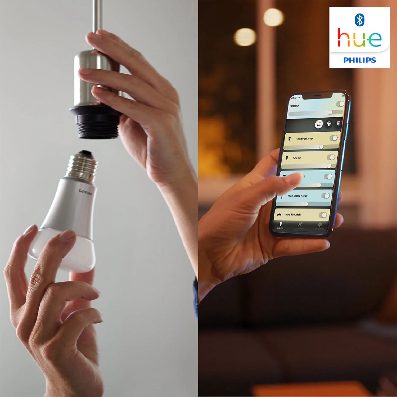 Philips Hue White Ambiance A19 Bluetooth Smart LED Bulb (2-Pack)