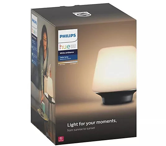 Philips Hue White Ambiance Wellness Dimmable LED Smart Table Lamp Black