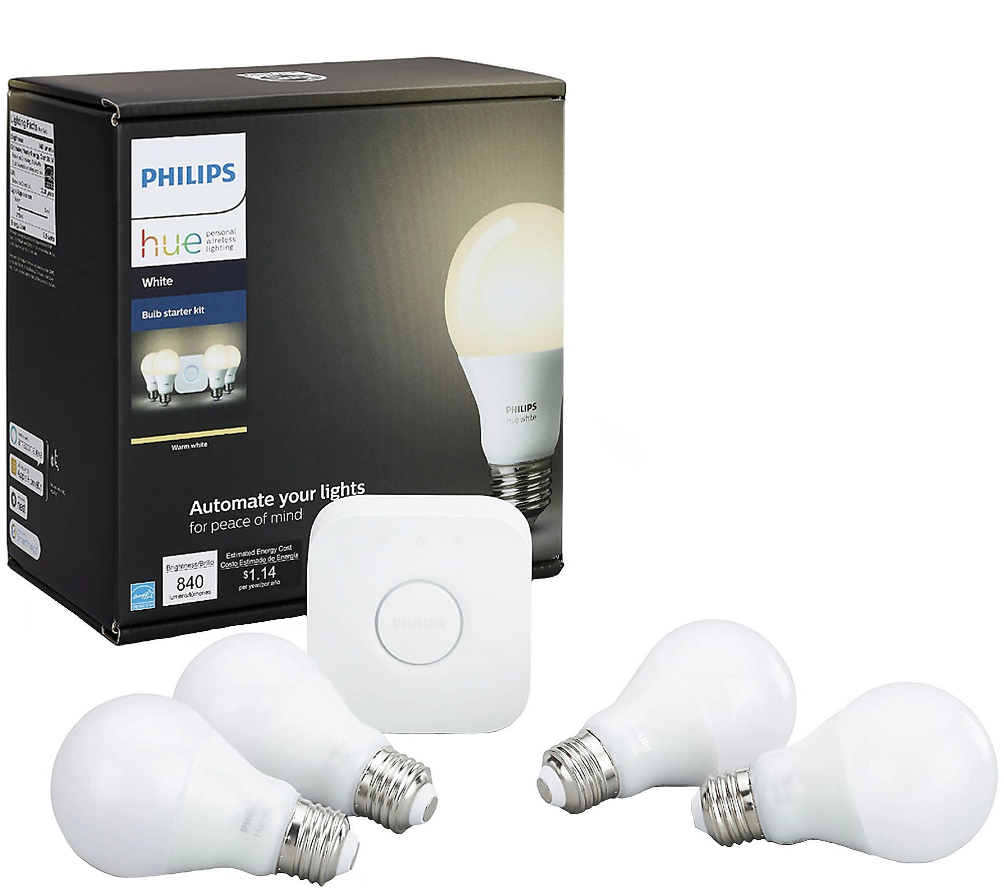Philips Hue White A19 LED Starter Kit (4-Pack)